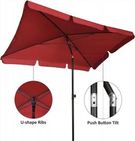 img 2 attached to Stay Cool And Protected With AMMSUN Rectangular Patio Umbrella - 6.5 X 4.2Ft, Steel Pole And Ribs, Push Button Tilt, Maroon