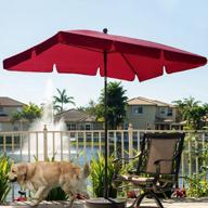 stay cool and protected with ammsun rectangular patio umbrella - 6.5 x 4.2ft, steel pole and ribs, push button tilt, maroon logo