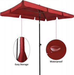 img 1 attached to Stay Cool And Protected With AMMSUN Rectangular Patio Umbrella - 6.5 X 4.2Ft, Steel Pole And Ribs, Push Button Tilt, Maroon