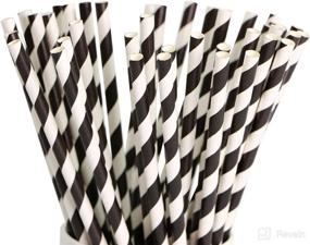 img 4 attached to 🌿 200 Pack Biodegradable Paper Straws with Black and White Striped Design, 8.25" High-Quality Multicolored Straws for Everyday, Birthdays, Baby Showers, Weddings, and Anniversaries – Long-Lasting Durability by DuraHome