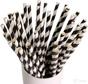 img 2 attached to 🌿 200 Pack Biodegradable Paper Straws with Black and White Striped Design, 8.25" High-Quality Multicolored Straws for Everyday, Birthdays, Baby Showers, Weddings, and Anniversaries – Long-Lasting Durability by DuraHome