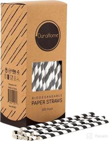 img 1 attached to 🌿 200 Pack Biodegradable Paper Straws with Black and White Striped Design, 8.25" High-Quality Multicolored Straws for Everyday, Birthdays, Baby Showers, Weddings, and Anniversaries – Long-Lasting Durability by DuraHome