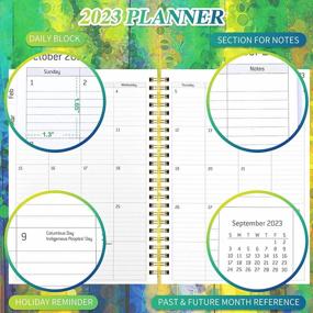 img 1 attached to 2023 Planner, Weekly Monthly Planner With Tabs, Hardcover, Elastic Closure, Inner Pocket, Daily Agenda Organizer & Calendar, 8.5" X 6.4", Watercolor Green And Gold