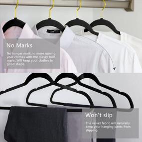 img 1 attached to Organize Your Wardrobe In Style With MIZGI'S 30-Pack Premium Velvet Hangers: Heavy-Duty, Non-Slip, Slimline, Space-Saving Clothes Hangers With Gold Hooks