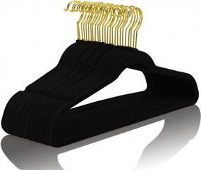 img 4 attached to Organize Your Wardrobe In Style With MIZGI'S 30-Pack Premium Velvet Hangers: Heavy-Duty, Non-Slip, Slimline, Space-Saving Clothes Hangers With Gold Hooks
