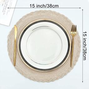 img 2 attached to U'Artlines 15 Inch Round Cotton Placemats Non Slip Heat Resistant Braided Table Mats For Fall, Dinner Parties, BBQs, Indoor And Ourdoor Use (6Pcs Placemats, Beige)