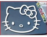 🐱 наклейка hello kitty для автомобиля на стекло из винила - 4" белая логотип