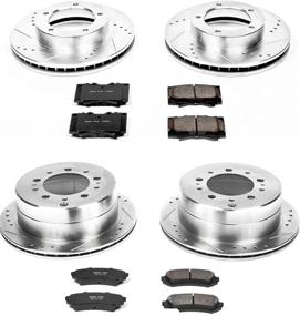 img 1 attached to Enhanced Performance: Power Stop K1133 Front & Rear Z23 Carbon Fiber Brake Pads with Drilled & Slotted Brake Rotors Kit