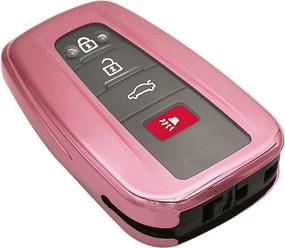 img 2 attached to 🔑 Pink TPU Key Fob Cover Case Remote Holder Protector Jacket for Toyota Camry RAV4 Avalon C-HR Corolla Prius (2017-2021)