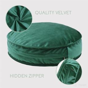 img 1 attached to YIUOR Velvet Pouf for Nursery - Soft Round Floor Cushion and Throw Pillow for Baby Room - Seat Mattress Bean Bag Chair for Reading Nook - Kids Decor Gift