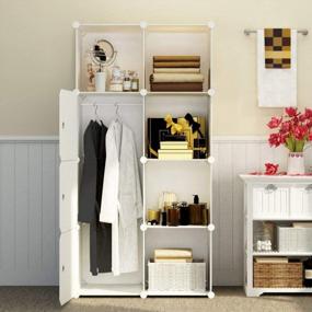 img 2 attached to MAGINELS Portable Wardrobe Closets - 14"X18" Depth (8 Cubes) Cube Storage, Bedroom Armoire, Storage Organizer, Clothes Dresser, Closet Storage Organizer, White