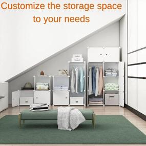 img 1 attached to MAGINELS Portable Wardrobe Closets - 14"X18" Depth (8 Cubes) Cube Storage, Bedroom Armoire, Storage Organizer, Clothes Dresser, Closet Storage Organizer, White