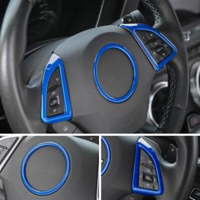 img 2 attached to 🔹 Enhance Your Chevrolet Camaro's Look with JeCar Steering Wheel Moulding Frame Trim Cover - Blue (3PCs) for 2017-2020 Models