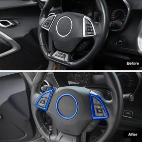 img 3 attached to 🔹 Enhance Your Chevrolet Camaro's Look with JeCar Steering Wheel Moulding Frame Trim Cover - Blue (3PCs) for 2017-2020 Models