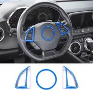 🔹 enhance your chevrolet camaro's look with jecar steering wheel moulding frame trim cover - blue (3pcs) for 2017-2020 models логотип