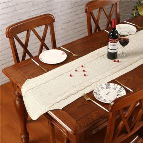 img 2 attached to Add A Touch Of Elegance To Your Holiday Table With Sattiyrch'S Luxury Christmas Knit Table Runner - Cream