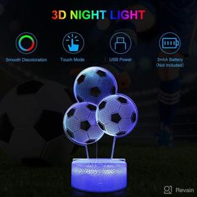 img 3 attached to ⚽ 3D Soccer Night Light: LED Illusion Football Table Desk Lamps for Sport Fan Boys and Girls - Decorative Lighting and Cool Toy Gift Idea