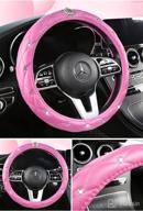 🚗 jiajilai microfiber leather steering wheel cover - breathable car steering wheel cover medium size 14.5"-15" outer diameter - multicolor inlaid rhinestones - pink логотип