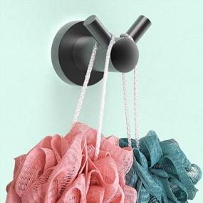 img 4 attached to Rustproof Stainless Steel Double Robe Hook, Heavy Duty Bathroom Towel Holder Hanger For Coat, Hat & Purse - Lifetime Use Matte Black