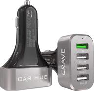 🔌 crave carhub 54w 4 port usb car charger with qualcomm quick charge 3.0 - black logo