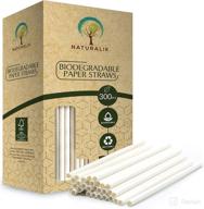 🥤 naturalik 1000-pack extra durable white biodegradable paper straws - eco-friendly bulk drinking straws for juices, restaurants, and party supplies, 7.7" (white, 300ct) logo