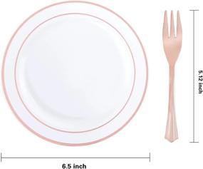 img 3 attached to 240-Piece Rose Gold Plastic Dessert Plates & Forks Set - Perfect For Parties And Weddings!