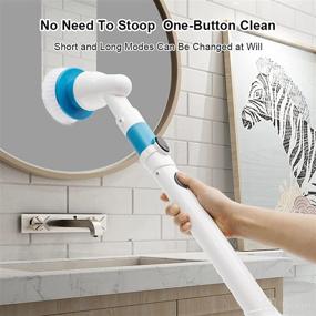 img 1 attached to 🧼 Adjustable Handle Shower Scrubber with Three Brushing Heads, Ideal for Kitchen and Bathroom Cleaning