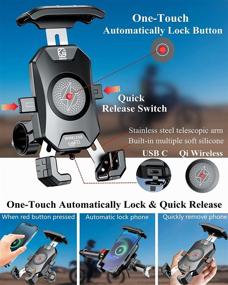 img 2 attached to BRCOVAN Motorcycle Phone Mount with 15W Qi Wireless Charger, 20W USB C Fast 📲 Charging Port, Waterproof One-Touch Lock & Quick Release Handlebar Cell Phone Holder for 4''-7'' Cellphones