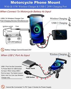 img 3 attached to BRCOVAN Motorcycle Phone Mount with 15W Qi Wireless Charger, 20W USB C Fast 📲 Charging Port, Waterproof One-Touch Lock & Quick Release Handlebar Cell Phone Holder for 4''-7'' Cellphones