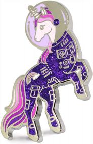 img 4 attached to Unicorn Enamel Pin Astronaut Purple Unicorn In A Space Suit Colorful Lapel Pin
