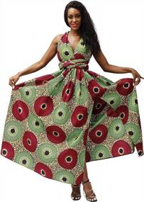 img 3 attached to Женское платье макси в ярком африканском принте - великолепное длинное платье Дашики