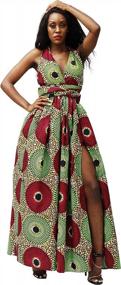 img 4 attached to Женское платье макси в ярком африканском принте - великолепное длинное платье Дашики