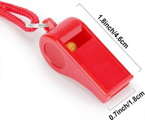 img 1 attached to Набор из 12 красных аварийных свистков со шнурком — сверхгромкие пластиковые свистки для самообороны, спасателей и чрезвычайных ситуаций