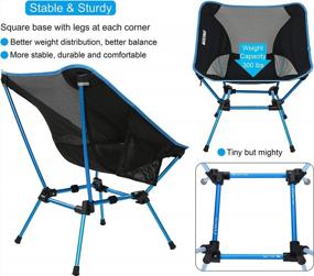 img 3 attached to MARCHWAY Ultralight Folding Camping Chair, Heavy Duty Portable Compact For Outdoor Camp, Travel, Beach, Picnic, Festival, Hiking, Lightweight Backpacking (Sky Blue)
