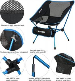 img 2 attached to MARCHWAY Ultralight Folding Camping Chair, Heavy Duty Portable Compact For Outdoor Camp, Travel, Beach, Picnic, Festival, Hiking, Lightweight Backpacking (Sky Blue)