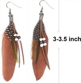 img 3 attached to Native Feather Dangle Earrings For Women Long Peacock Boho Hook Earring