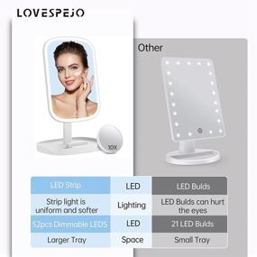 img 1 attached to 💡 Rechargeable Lighted Makeup Vanity Mirror: 10X Magnifying Suction and Dimmable 52 LEDs - Portable and Storage-Friendly White Tabletop Mirror