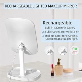 img 3 attached to 💡 Rechargeable Lighted Makeup Vanity Mirror: 10X Magnifying Suction and Dimmable 52 LEDs - Portable and Storage-Friendly White Tabletop Mirror