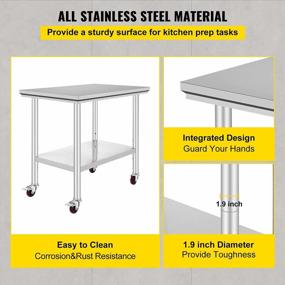 img 2 attached to Mophorn Stainless Steel Work Table 36X24 Inch With 4 Wheels Commercial Food Prep Worktable With Casters Heavy Duty Work Table For Commercial Kitchen Restaurant