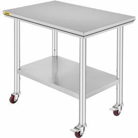 img 4 attached to Mophorn Stainless Steel Work Table 36X24 Inch With 4 Wheels Commercial Food Prep Worktable With Casters Heavy Duty Work Table For Commercial Kitchen Restaurant