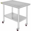 mophorn stainless steel work table 36x24 inch with 4 wheels commercial food prep worktable with casters heavy duty work table for commercial kitchen restaurant logo