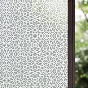img 4 attached to Privacy Window Film Frosted Film For Glass No Glue Static Cling Anti-UV Window Sticker Decorative Window Paper For Home Office Living Room