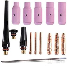 img 4 attached to 🔥 Alffun 17pcs TIG Welding Torch Kit: Collet Body Nozzle Set with Tungsten Electrode for wp-17/18/26 Torches