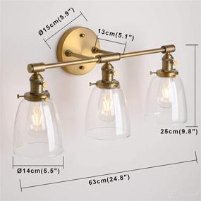 img 3 attached to 🕰️ Antique Permo Vintage Industrial Three-Light Wall Sconces with Clear Glass Shade in Oval Cone Design