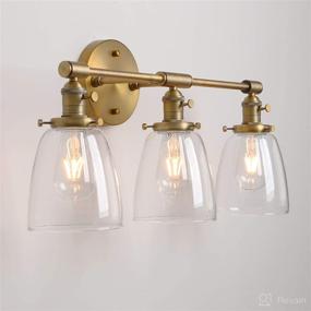 img 1 attached to 🕰️ Antique Permo Vintage Industrial Three-Light Wall Sconces with Clear Glass Shade in Oval Cone Design