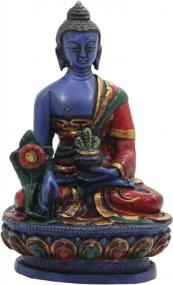 img 4 attached to Tibetan Healing Medicine Buddha Statue Hand Painted Nepal - DharmaObjects