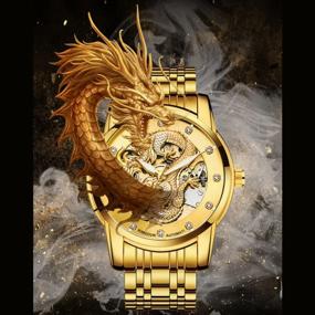 img 3 attached to Weicam Men'S Mechanical Skeleton Luxury Watch With Dragon Carved Dial And Lumious Features - Ideal For Business And Water Resistant