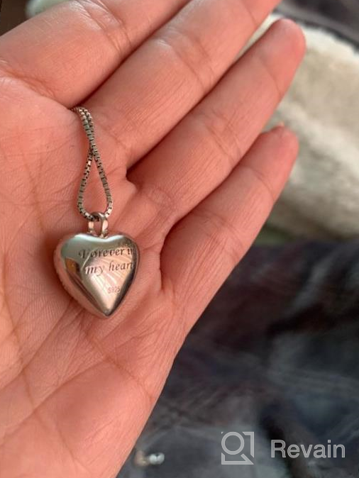 img 1 attached to 925 Sterling Silver Heart Urn Pendant for Pet/Human 💕 Ashes - Memorial Jewelry Gift for Women with CZ Crystals review by Kayla Rivera