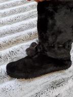 img 1 attached to Cozy Up With PajamaGram Women'S Slipper Boots With Pom Poms review by Theresa Thomas
