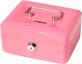 img 4 attached to Decaller Kids' Cash Box With Slot And Lock, Compact Money Box With Tray, 6 1/5" X 5" X 3", Pink, QH15012XS